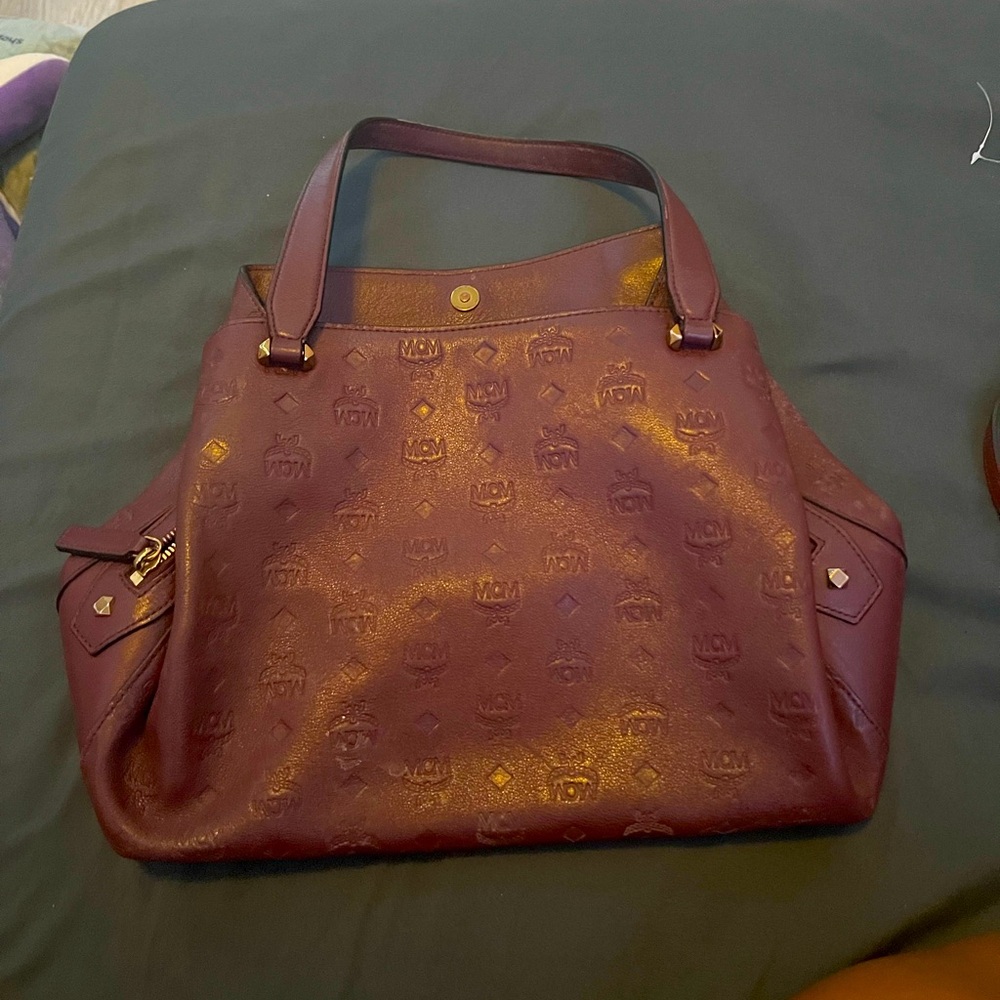 Burgundy MCM purse (minor stains)